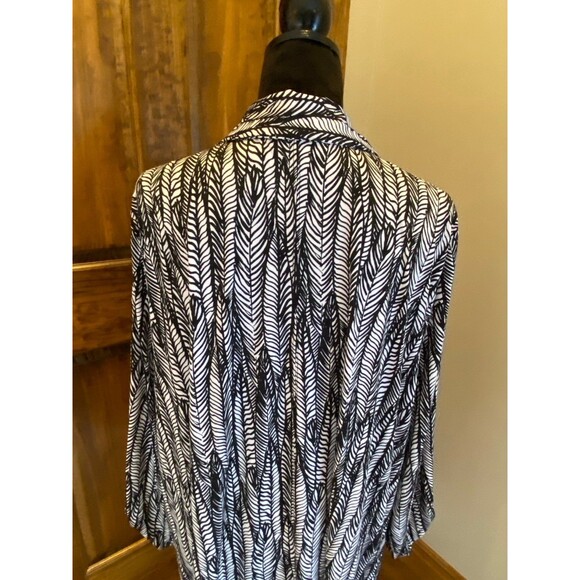 Catherine’s Blouse Long Top or Short Dress Plus Sz 1X Black & White Long Sleeve - Picture 7 of 10